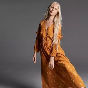 Madewell Ruffle-Sleeve Button-Front Dress in Tonal Botanical